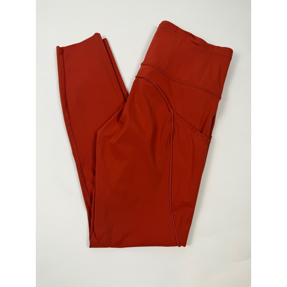 Lululemon Fast & Free Size 6 Rust Orange Leggings Side Pocket Athletic